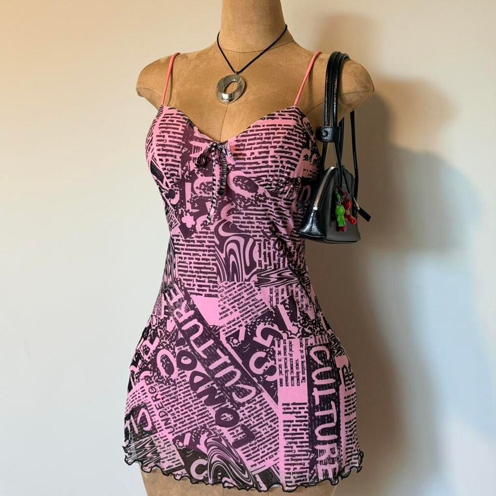 Urban outfitters pink newspaper print